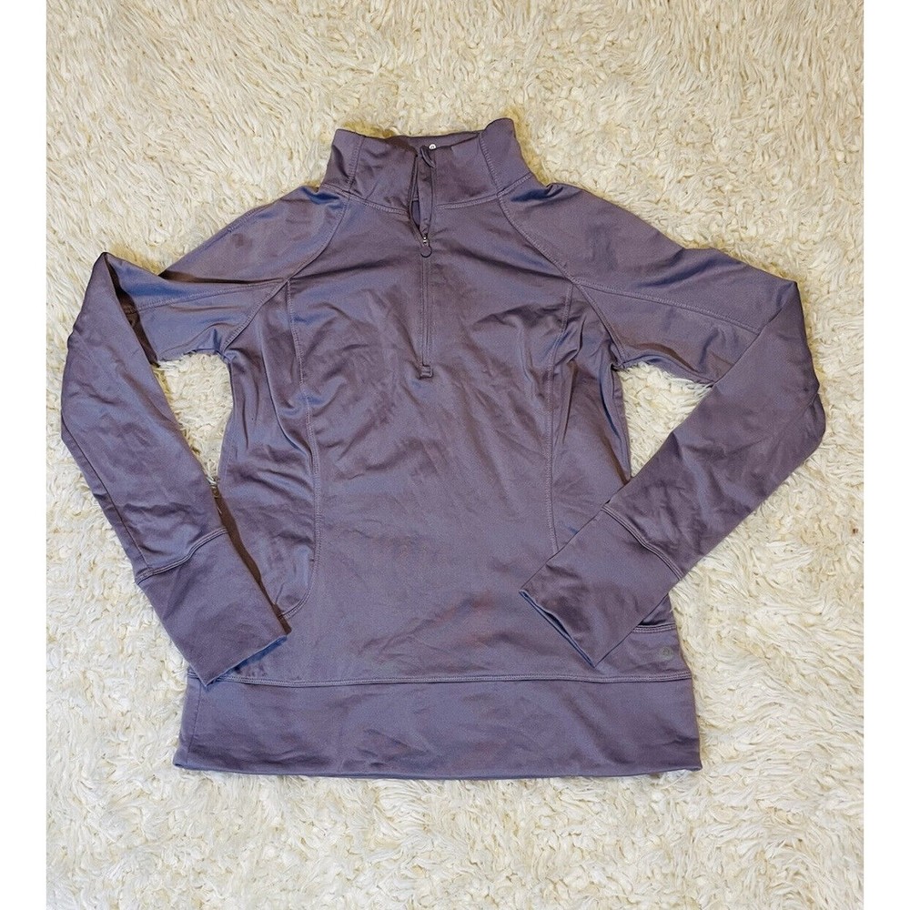 Apana Yoga Pullover Half Zip Fleece Lined Thumb Hole Jacket Women Size S